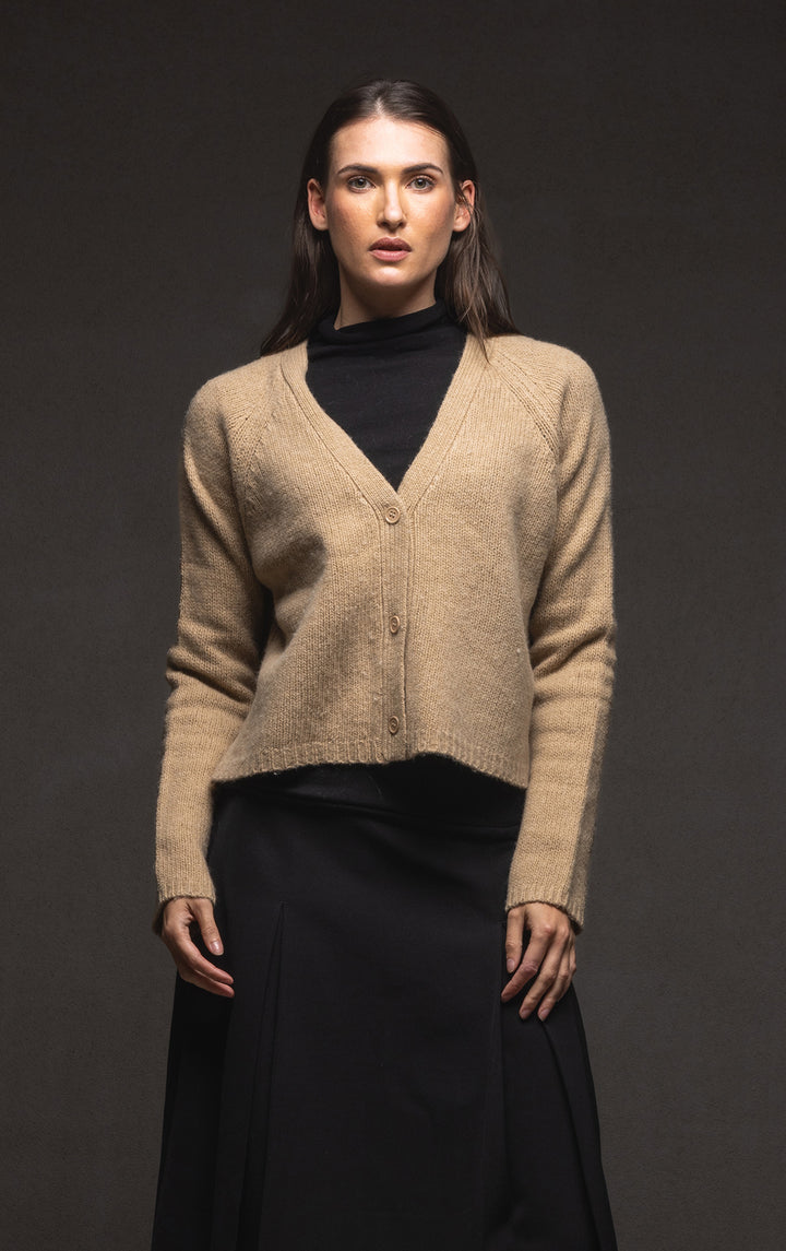 3GG CROPPED MERINO CARDIGAN - CLEARANCE