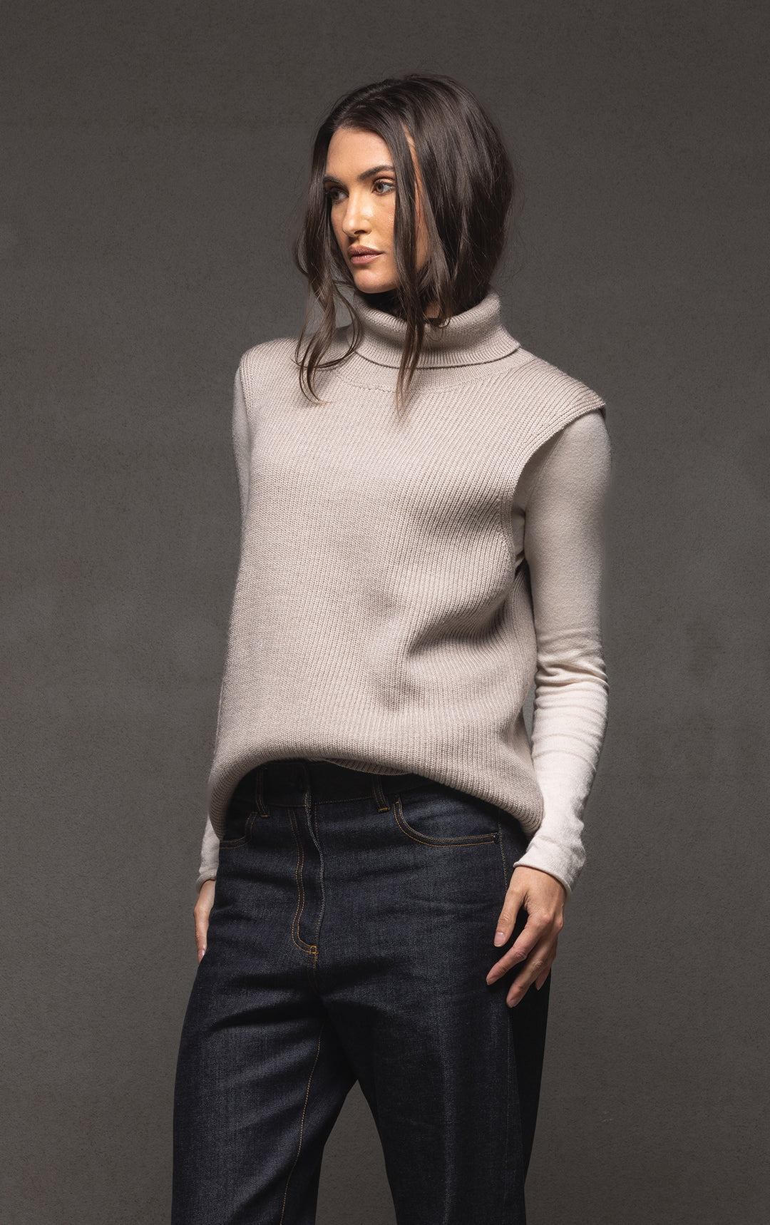 7GG MERINO RIB KNIT VEST - CLEARANCE