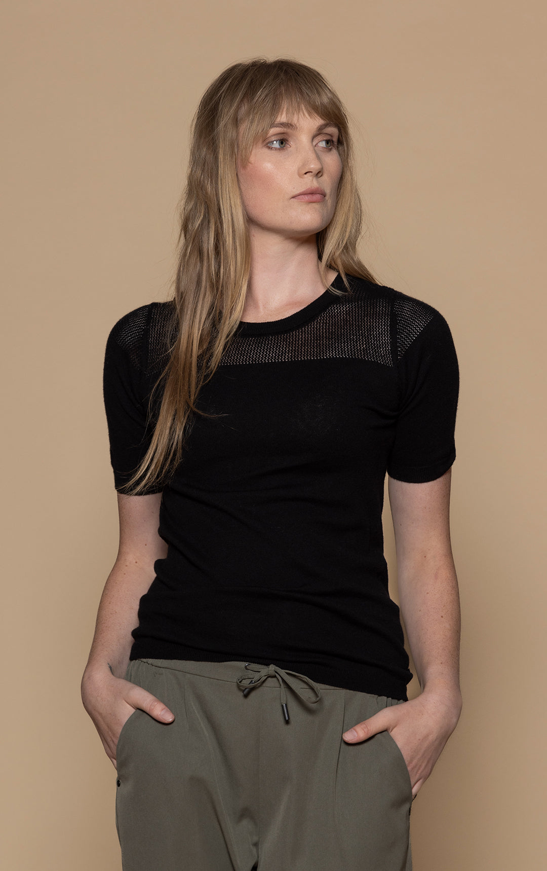 14GG COTTON SILK MESH KNIT TEE - CLEARANCE