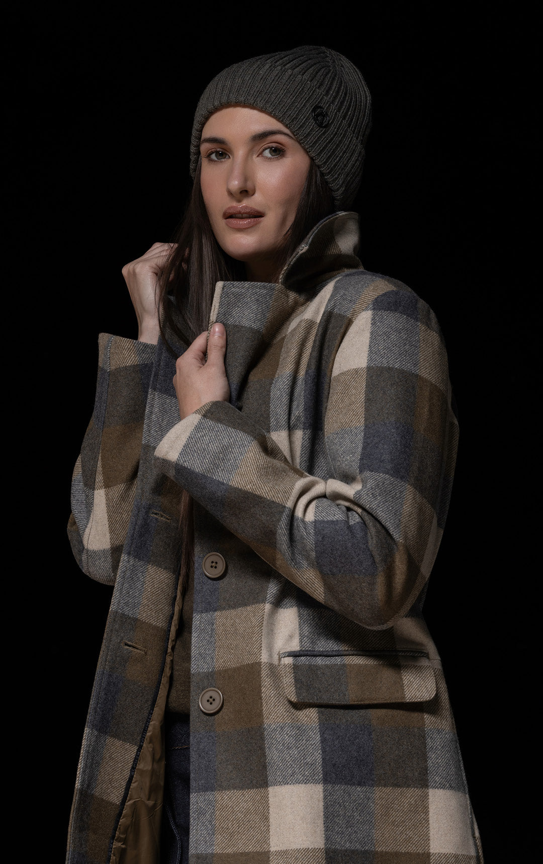 PLAID WOOL COAT - CLEARANCE