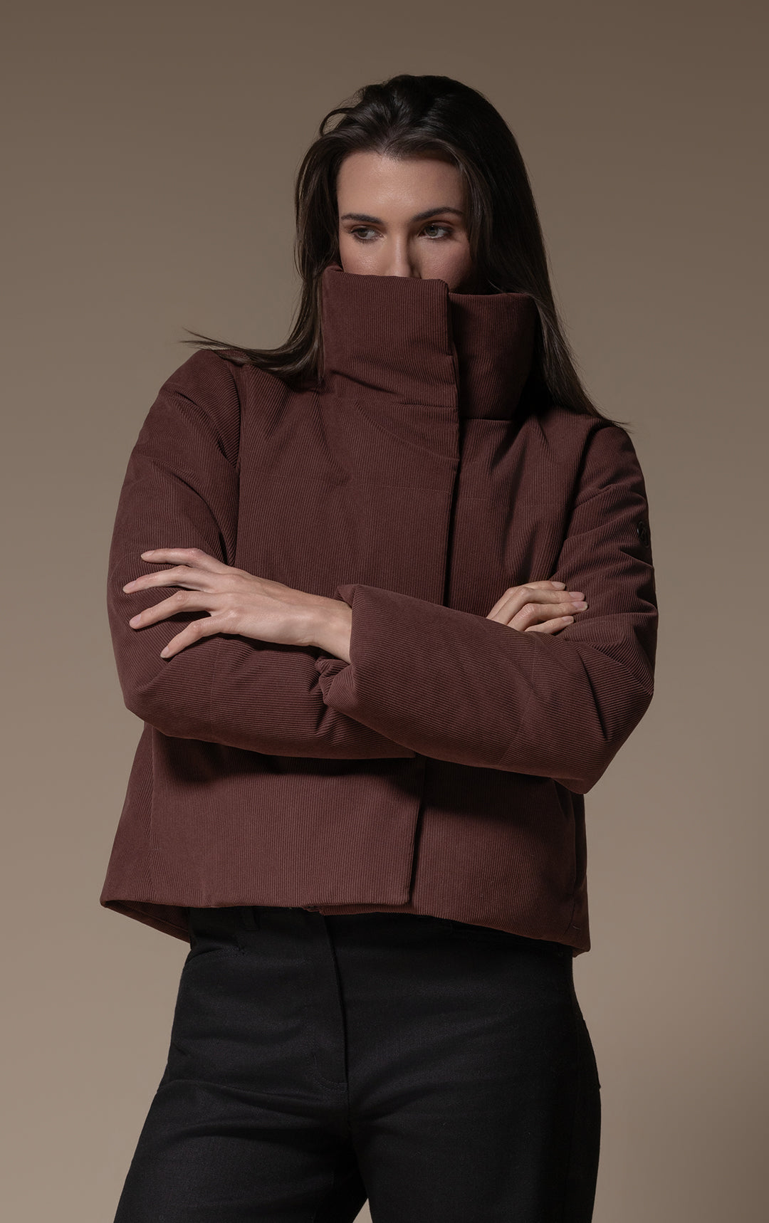 CROPPED CORDUROY DOWN JACKET