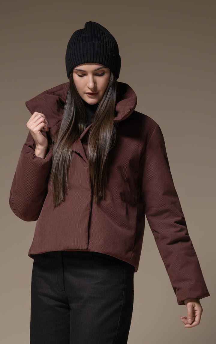 CROPPED CORDUROY DOWN JACKET