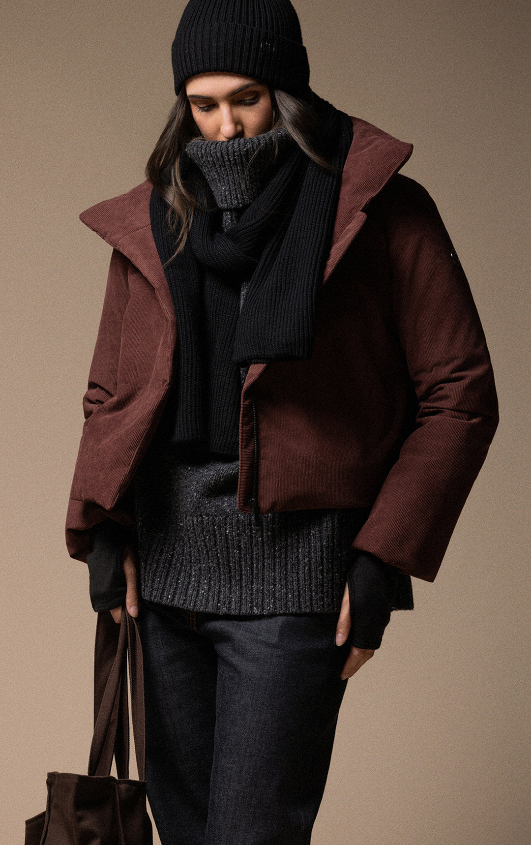 CROPPED CORDUROY DOWN JACKET
