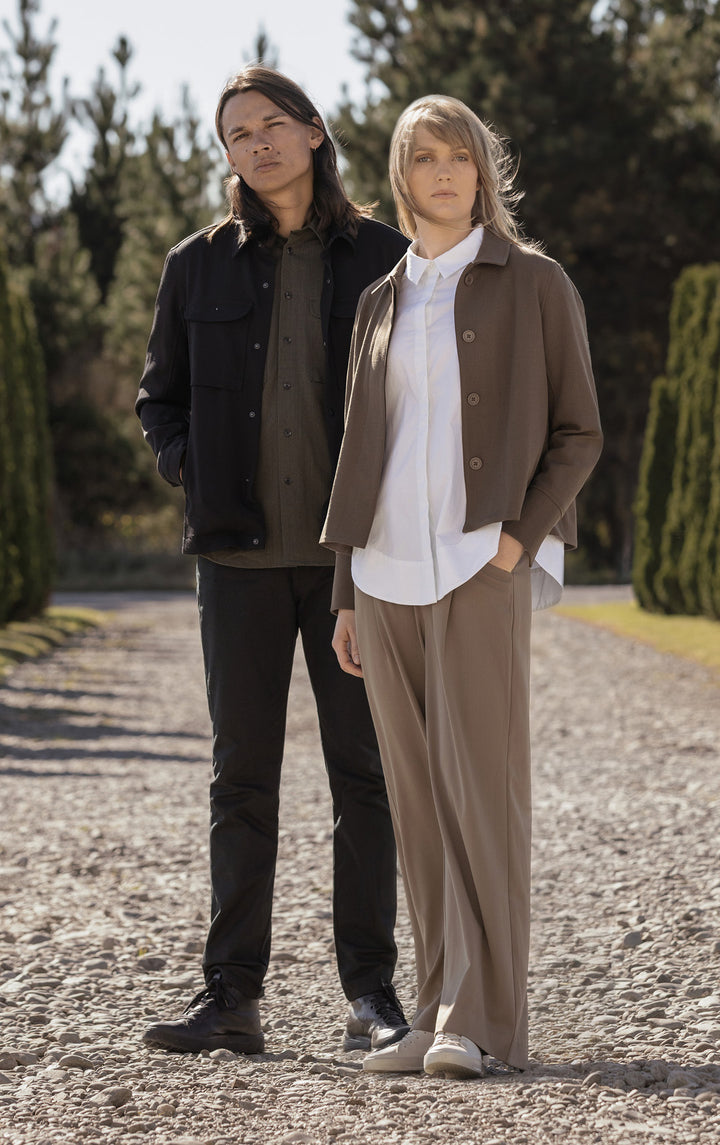 WOOL BLEND WIDE LEG TROUSER