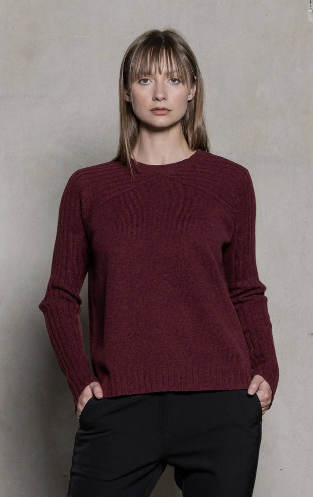 LAMBSWOOL RIB SLEEVE CREW - CLEARANCE